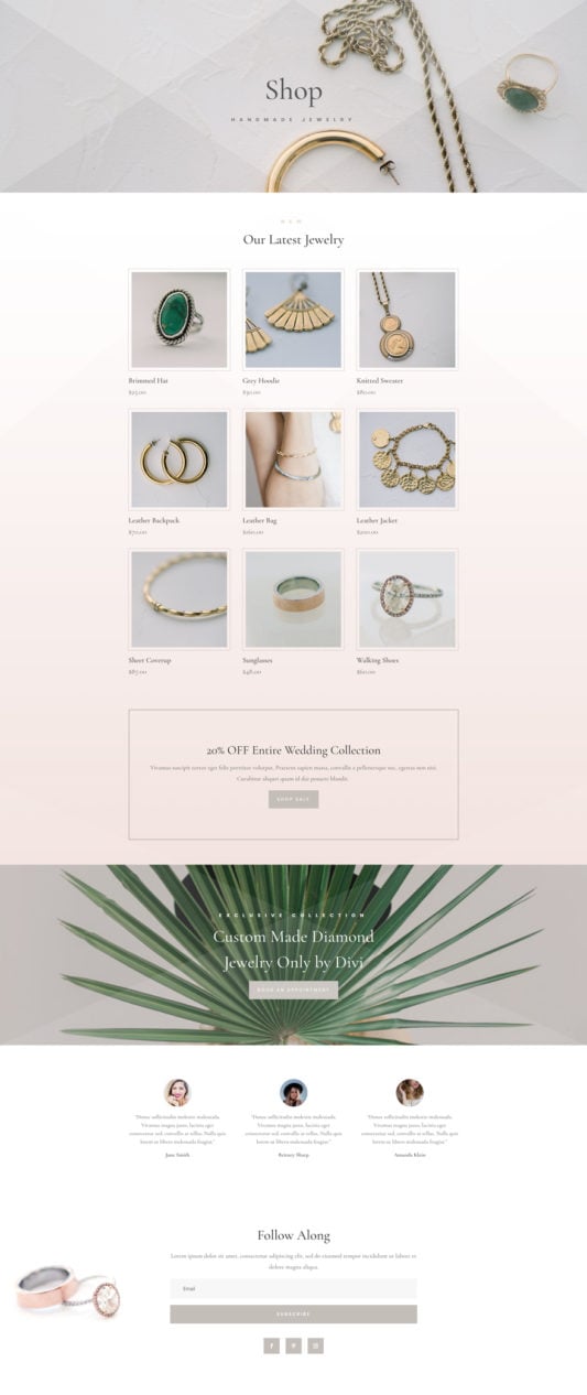 jewelery shop sample website template design by greenmor